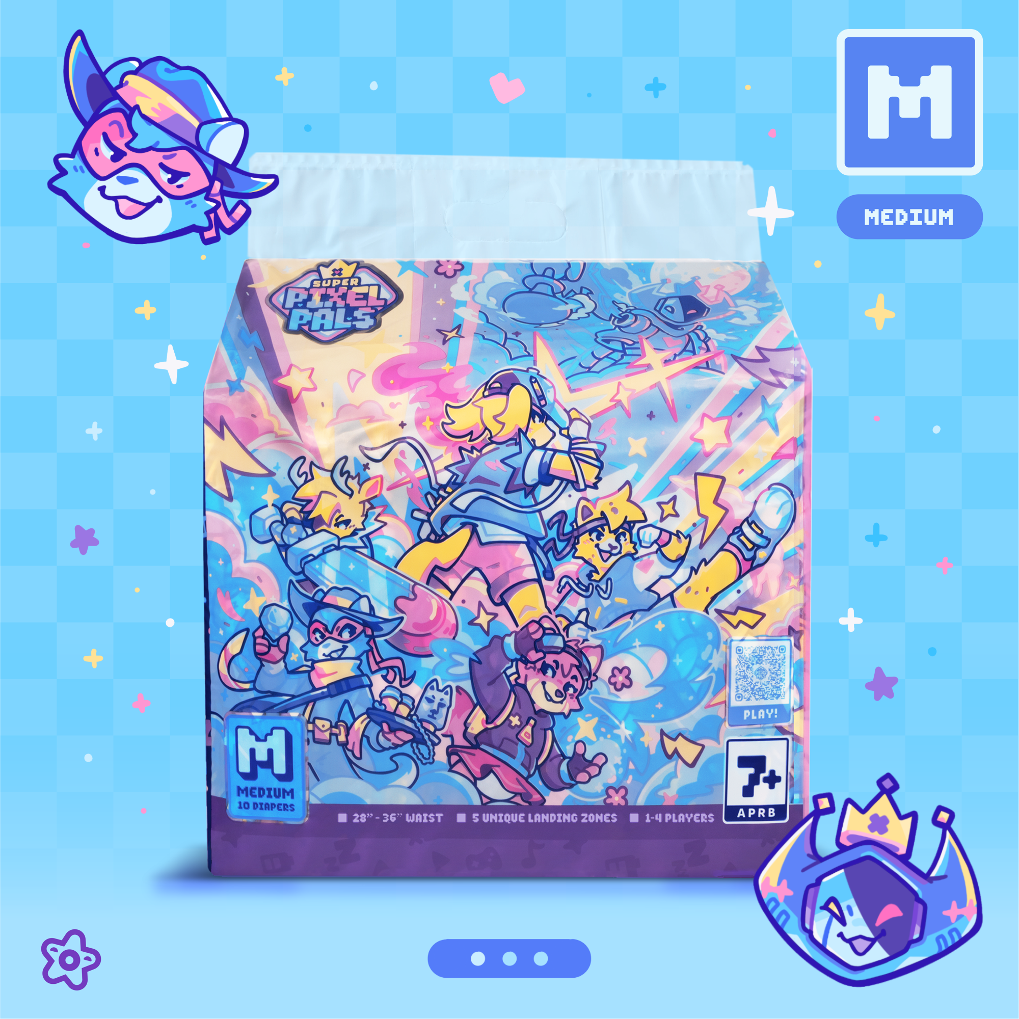 Super Pixel Pals Plastic-Backed Diapers