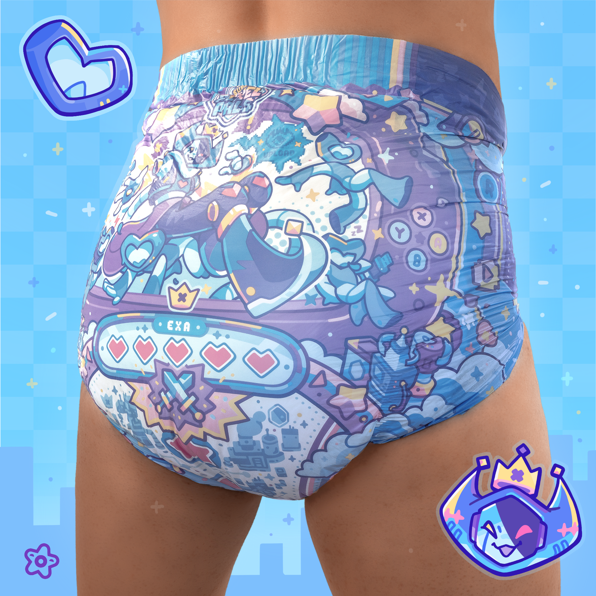 Super Pixel Pals Plastic-Backed Diapers