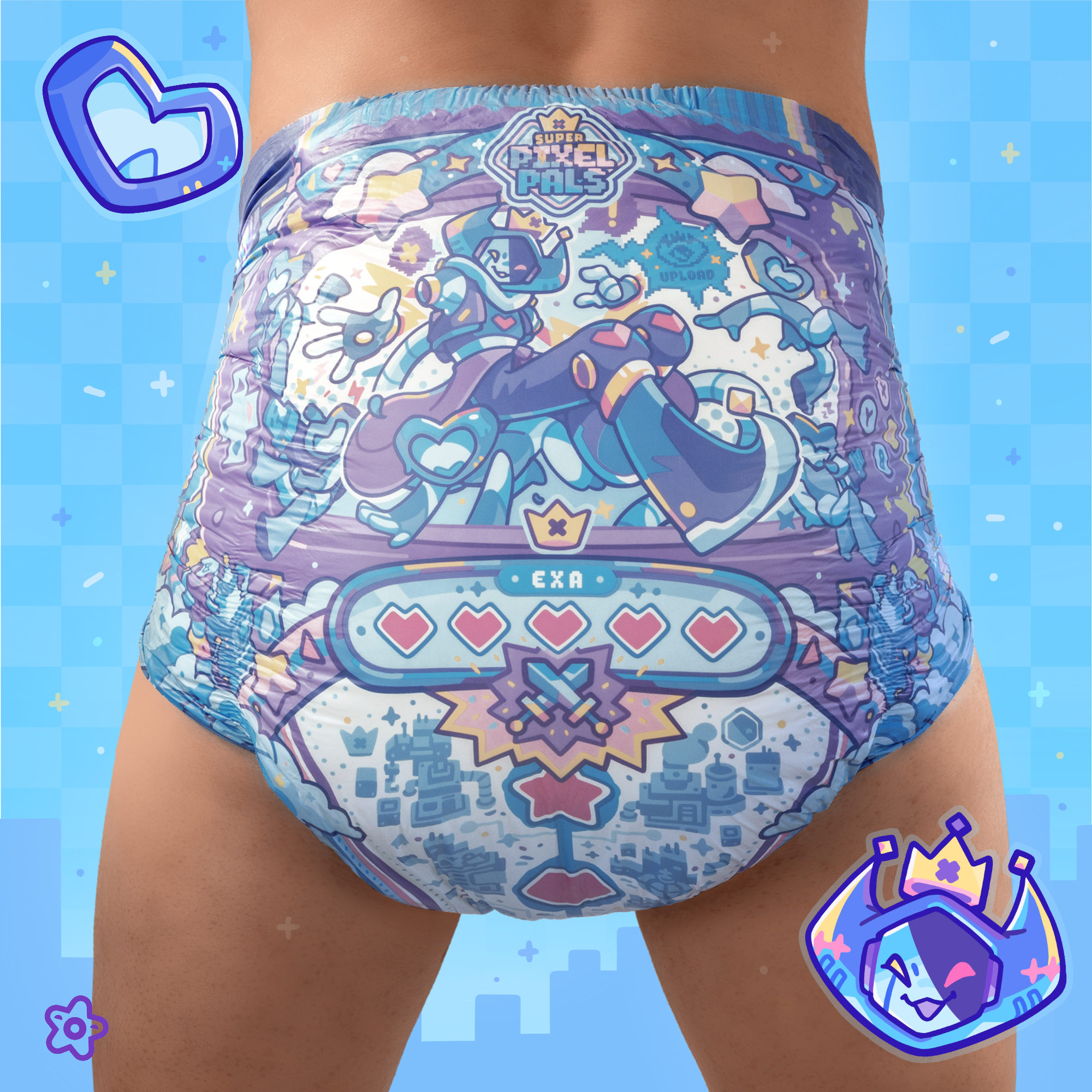 Super Pixel Pals Plastic-Backed Diapers