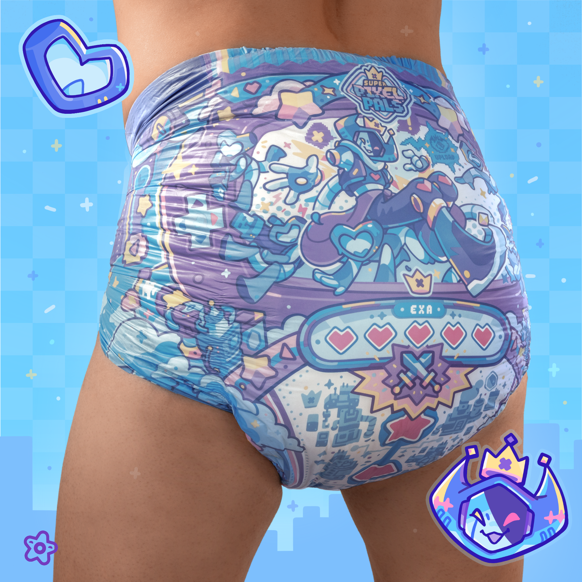 Super Pixel Pals Plastic-Backed Diapers