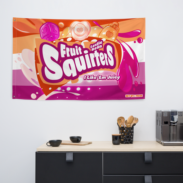Leslie Beán Fruit Squirters Wall Flag - Candy Pride (Lesbian)