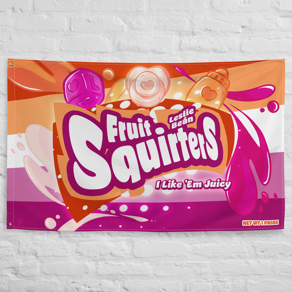 Leslie Beán Fruit Squirters Wall Flag - Candy Pride (Lesbian)