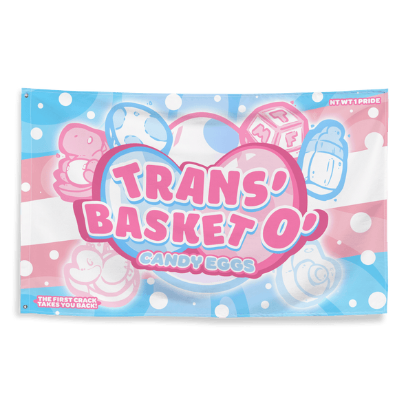 Trans' Basket O' Candy Eggs Wall Flag - Candy Pride (Trans) - PretendAgain ✨