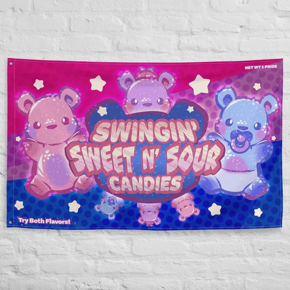 Swingin' Sweet N' Sour Candies Wall Flag - Candy Pride (Bi) - PretendAgain ✨