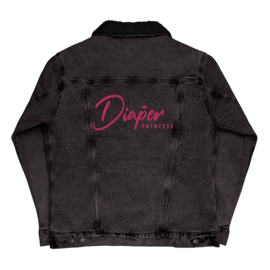 Diaper Princess Embroidered Sherpa Denim Jacket