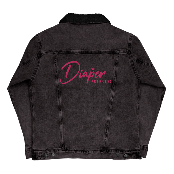 Diaper Princess Embroidered Sherpa Denim Jacket